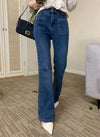 Sherraine Textured Long Sleeve + High Waist Jeans Set