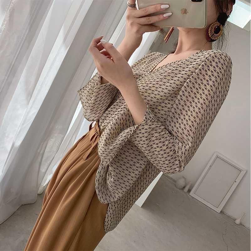 Chiffon V-Neck Printed Blouse