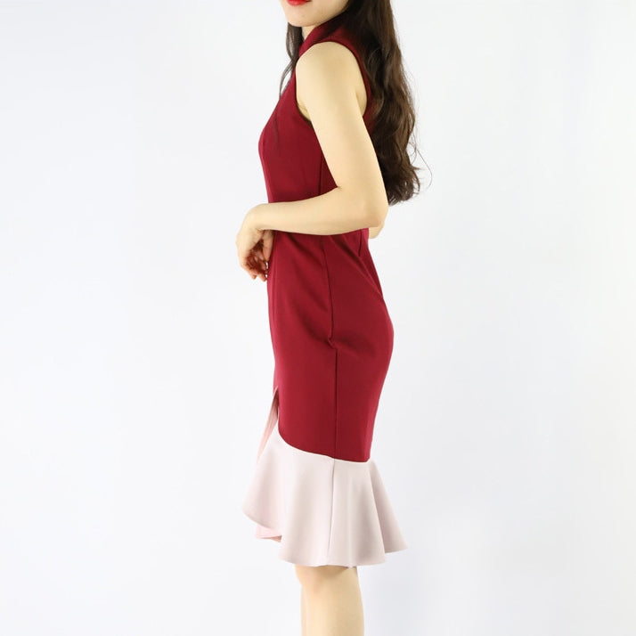 Cheongsam Ruffle Hem Mermaid Dress