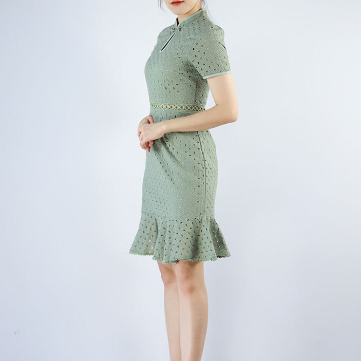 Cheongsam Eyelet Mermaid Dress