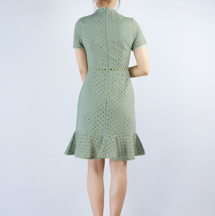 Cheongsam Eyelet Mermaid Dress