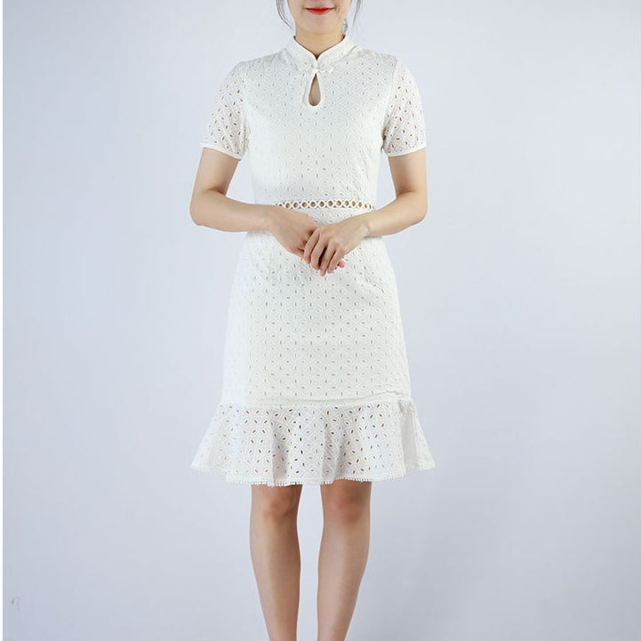 Cheongsam Eyelet Mermaid Dress