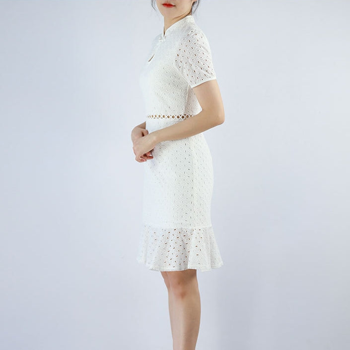 Cheongsam Eyelet Mermaid Dress