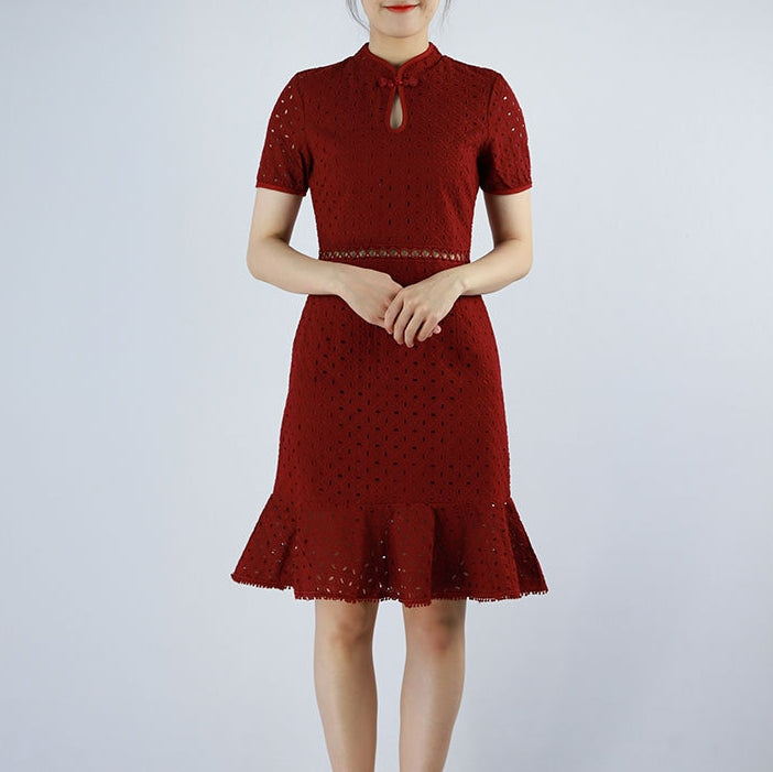 Cheongsam Eyelet Mermaid Dress