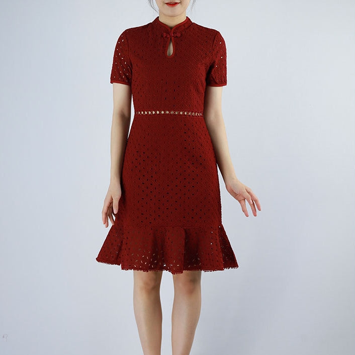 Cheongsam Eyelet Mermaid Dress