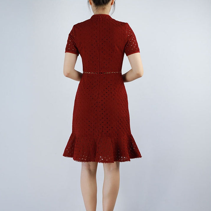 Cheongsam Eyelet Mermaid Dress