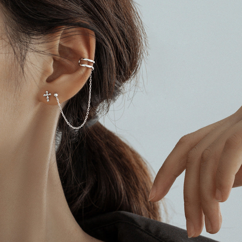 Cross Asymmetric Ear Cuff