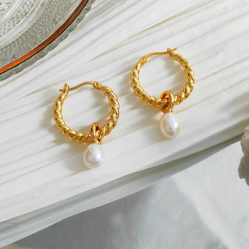 Ava Pearl Hoop Earrings