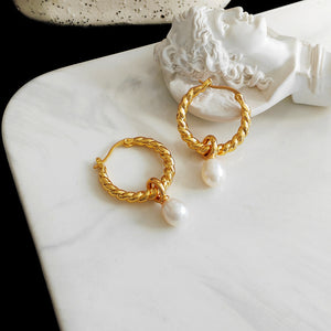 Ava Pearl Hoop Earrings