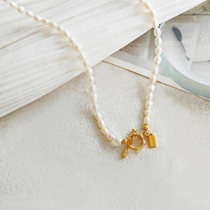 Ayana Pearl Necklace With T-Bar Detail