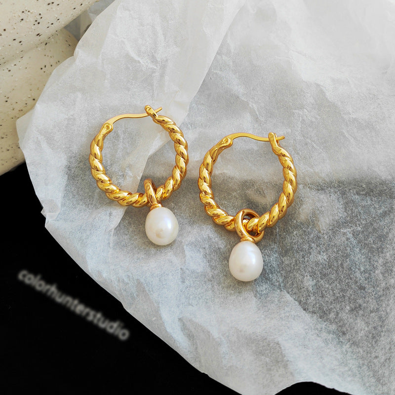 Ava Pearl Hoop Earrings