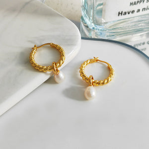 Ava Pearl Hoop Earrings