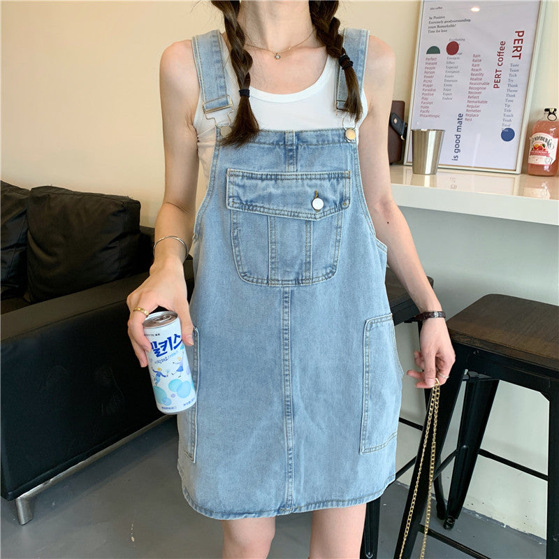 Nylah Denim Overall Dress