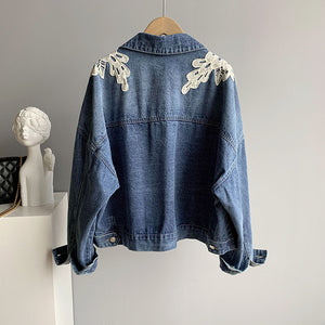 Krisy Floral Lace Denim Jacket