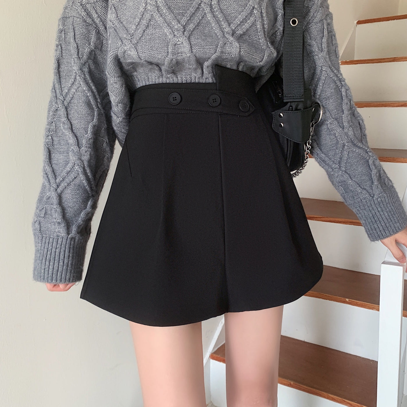 Sonya Asymmetric Button Shorts