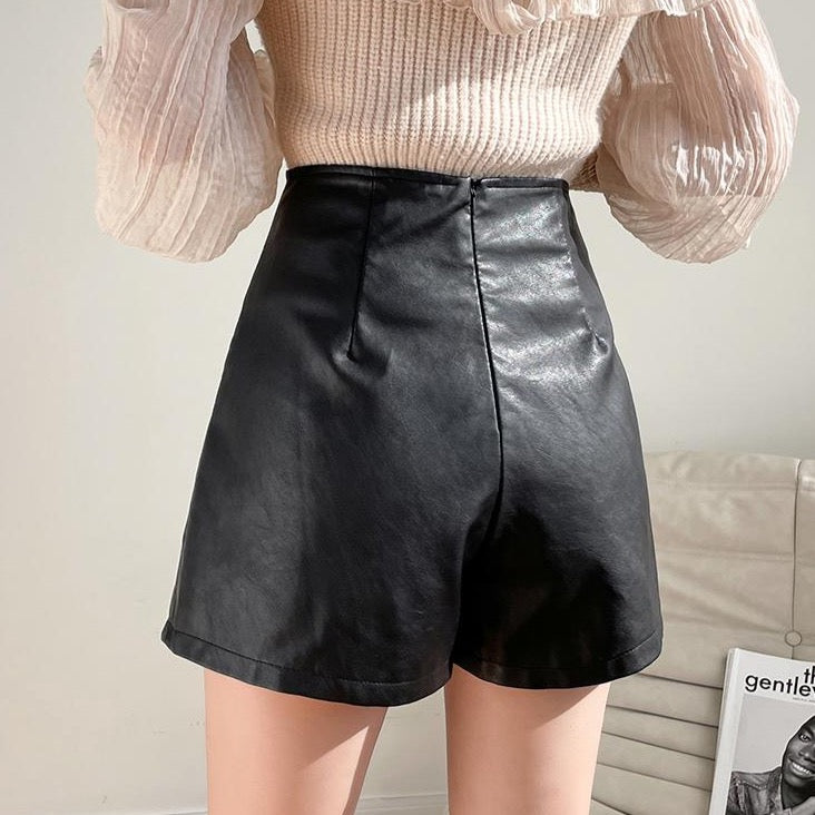 Rain High Waist PU Shorts