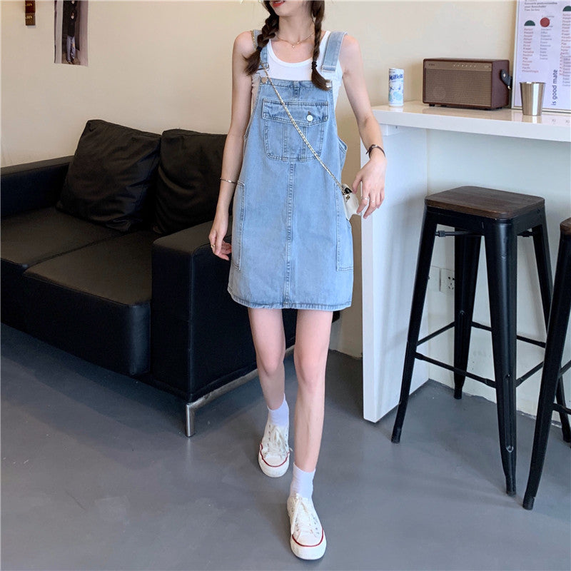 Nylah Denim Overall Dress