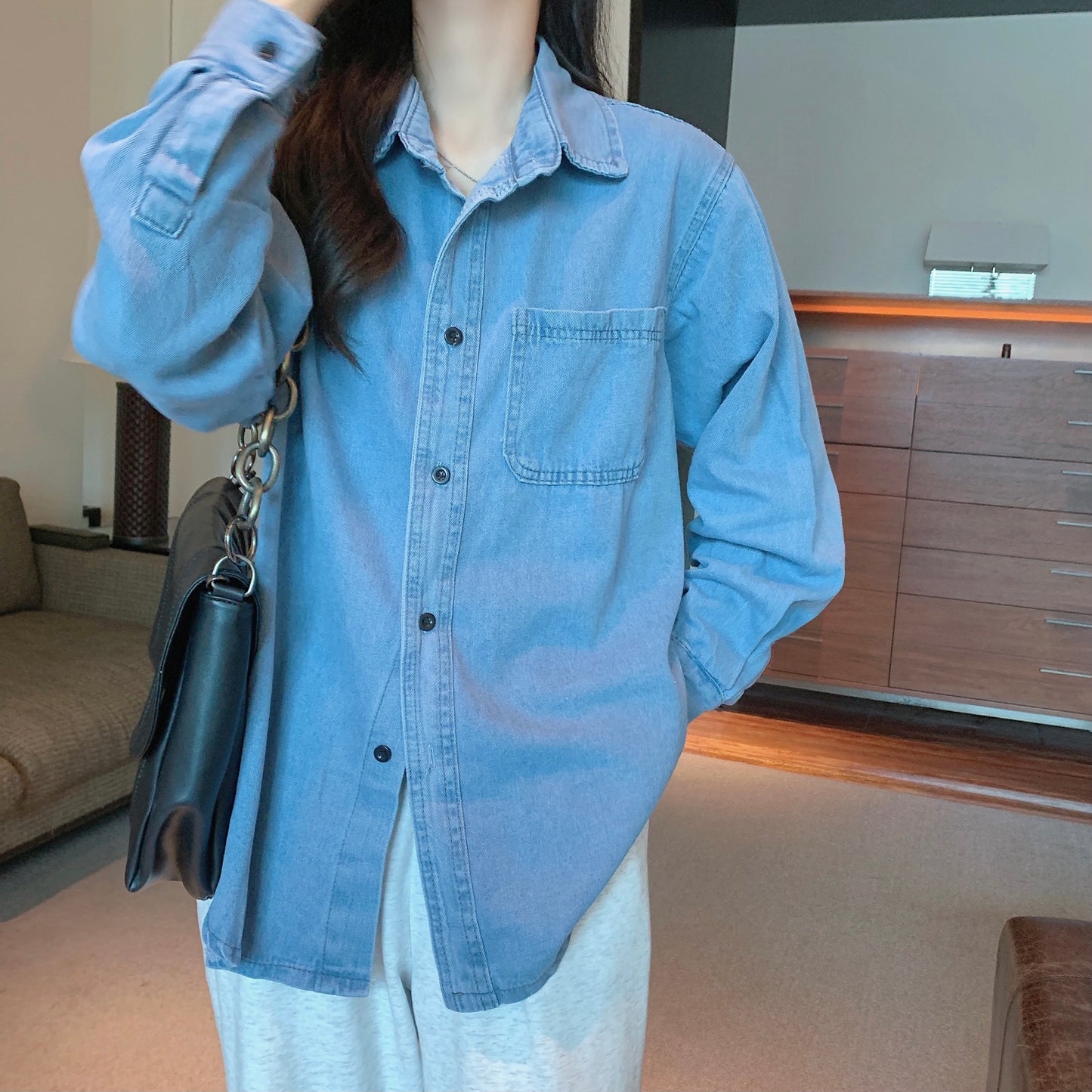 Mera Long Sleeve Denim Blouse