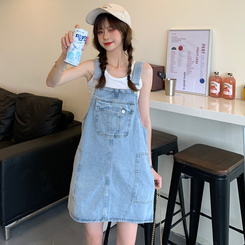 Nylah Denim Overall Dress