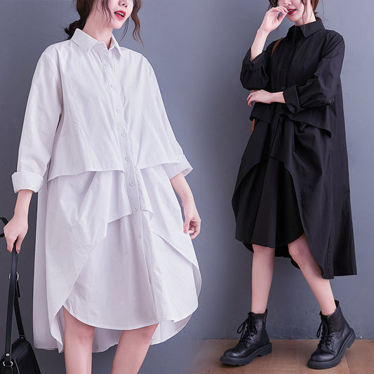 Des Layered Collar Shirt Dress