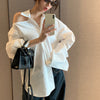 Lalia Off Shoulder Collared Button Up Shirt