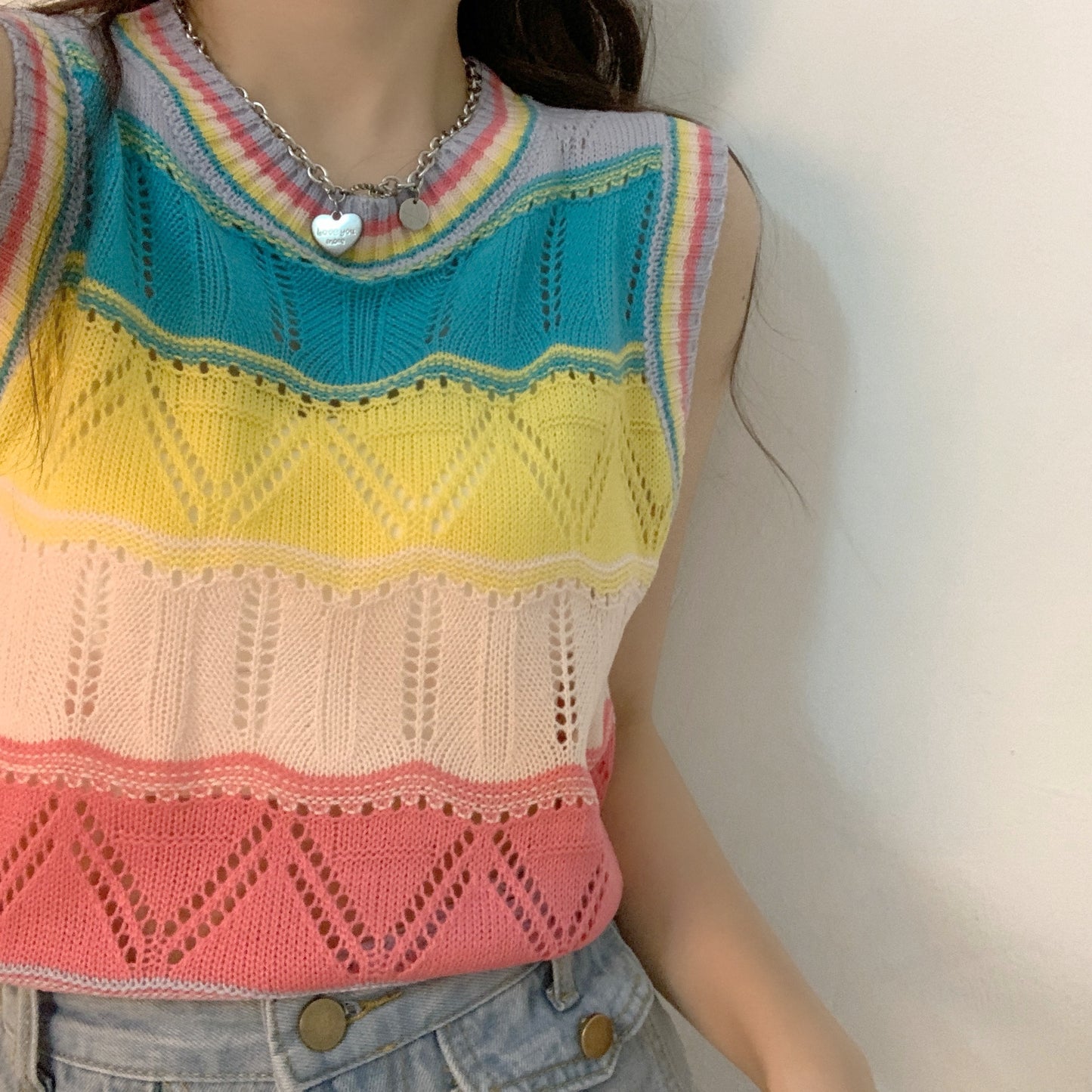 Tina Rainbow Knit Vest Top