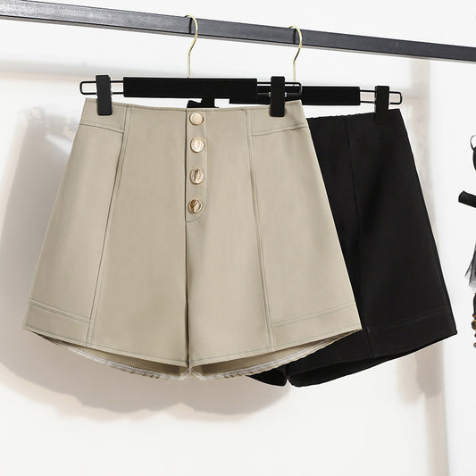 Odette Gold Button Smart Shorts