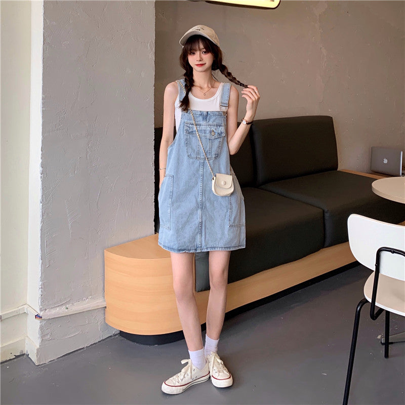 Nylah Denim Overall Dress