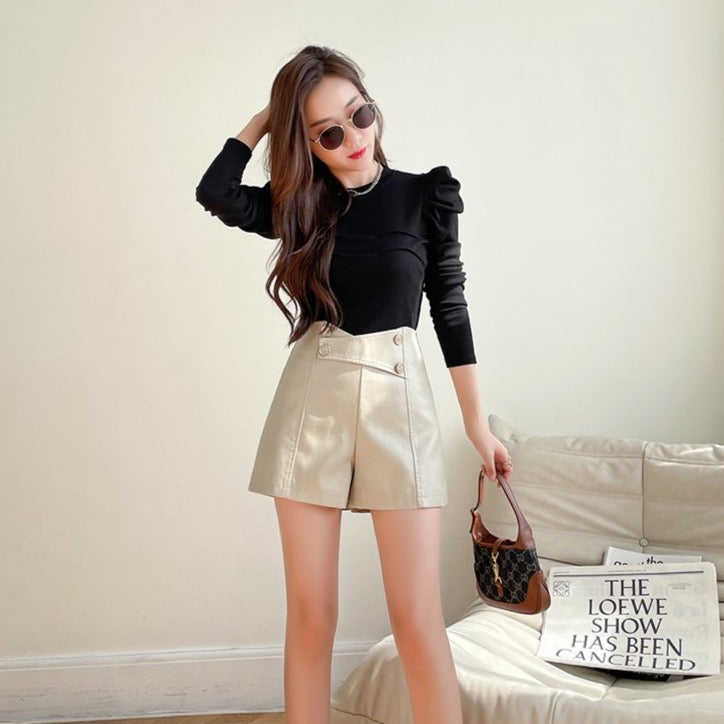 Rain High Waist PU Shorts