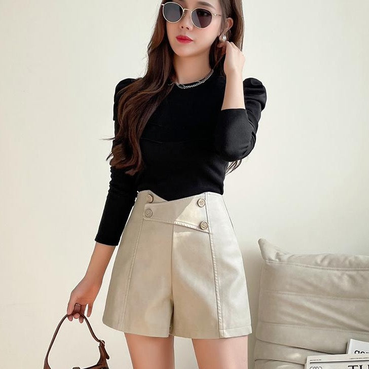 Rain High Waist PU Shorts