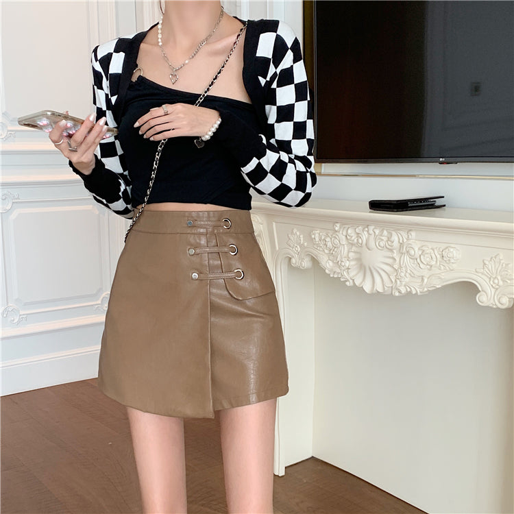 Bonnie PU Leather Skort