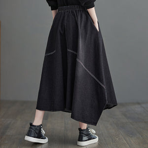 Riena Denim Irregular Swing Skirt