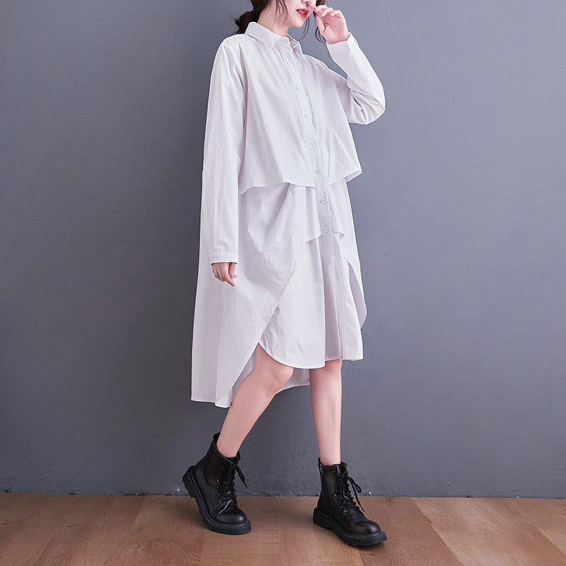 Des Layered Collar Shirt Dress