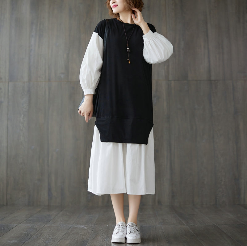 Bernita Contrast Long Sleeve Dress