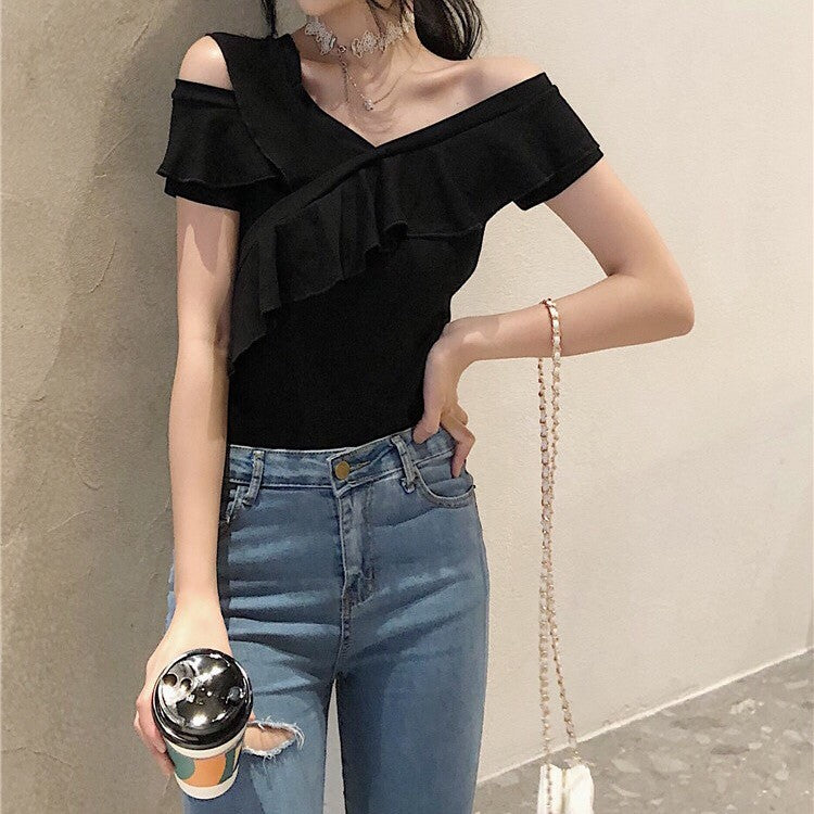 Spandex Cold Shoulder Top