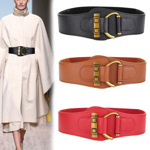 Hook Buckle Back Elastic Wide Belt