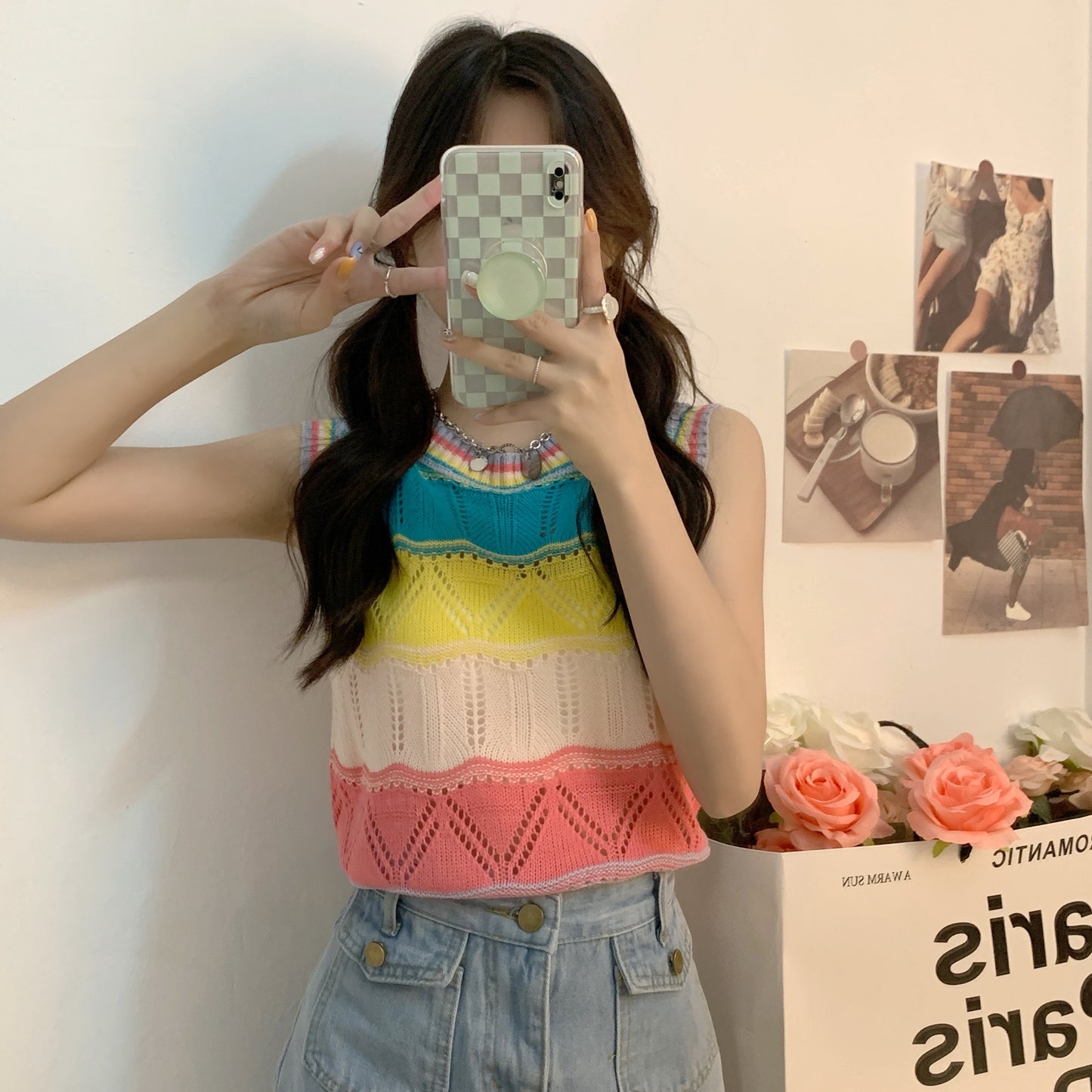 Tina Rainbow Knit Vest Top