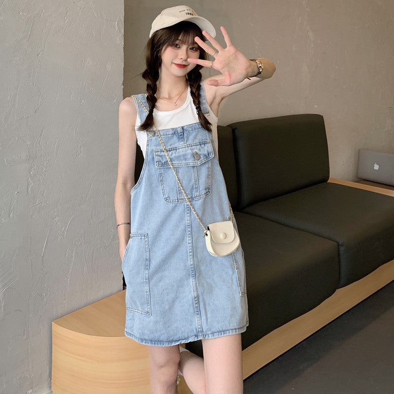 Nylah Denim Overall Dress