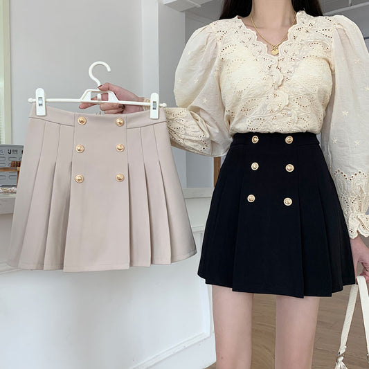 Emer Gold Button Skirt