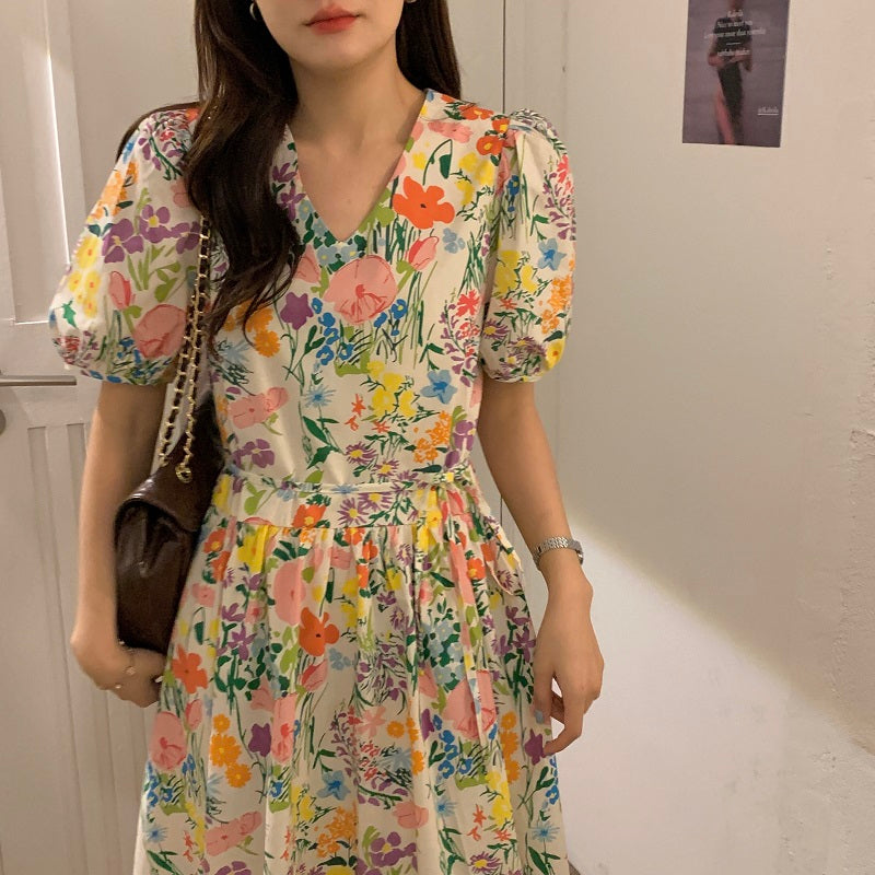 Otzie Floral Puff Sleeve Midi Dress