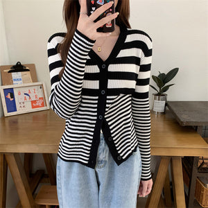 Lyla Stripe Knit Cardigan Top