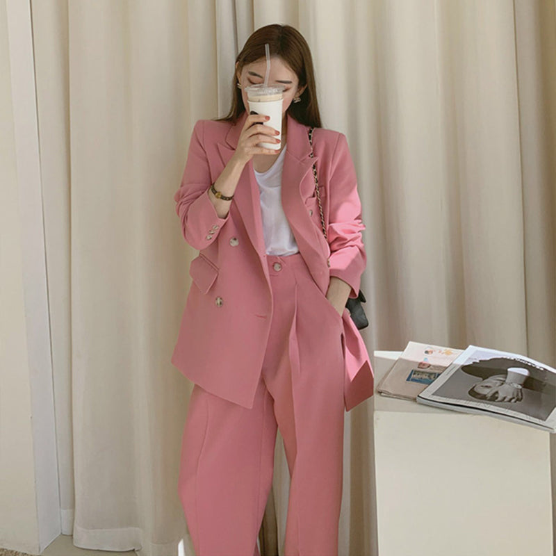 Lova 2PC Oversized Blazer Wide Leg Pants Set S Pink