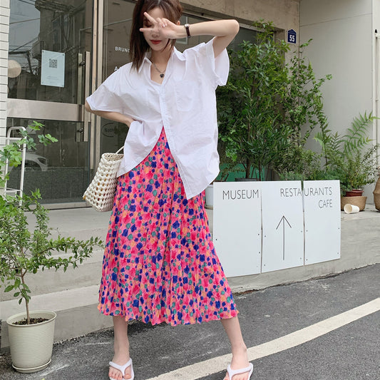 Hawa Pocket Button Up + Printed Long Skirt