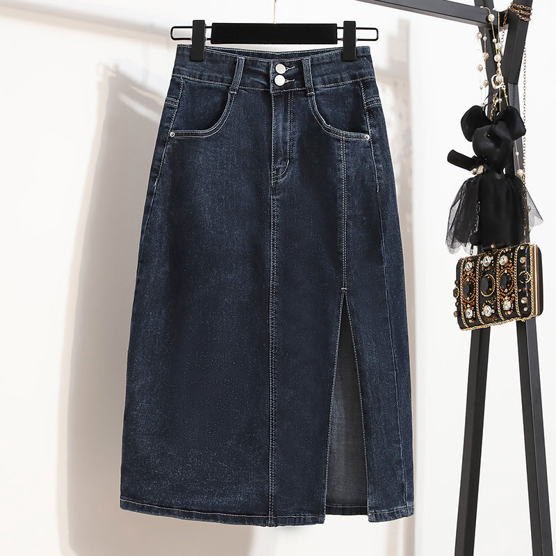 Mitzie Front Slit Denim Skirt