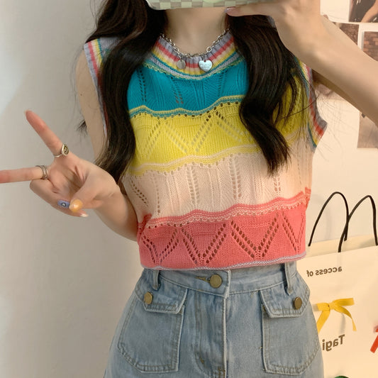 Tina Rainbow Knit Vest Top