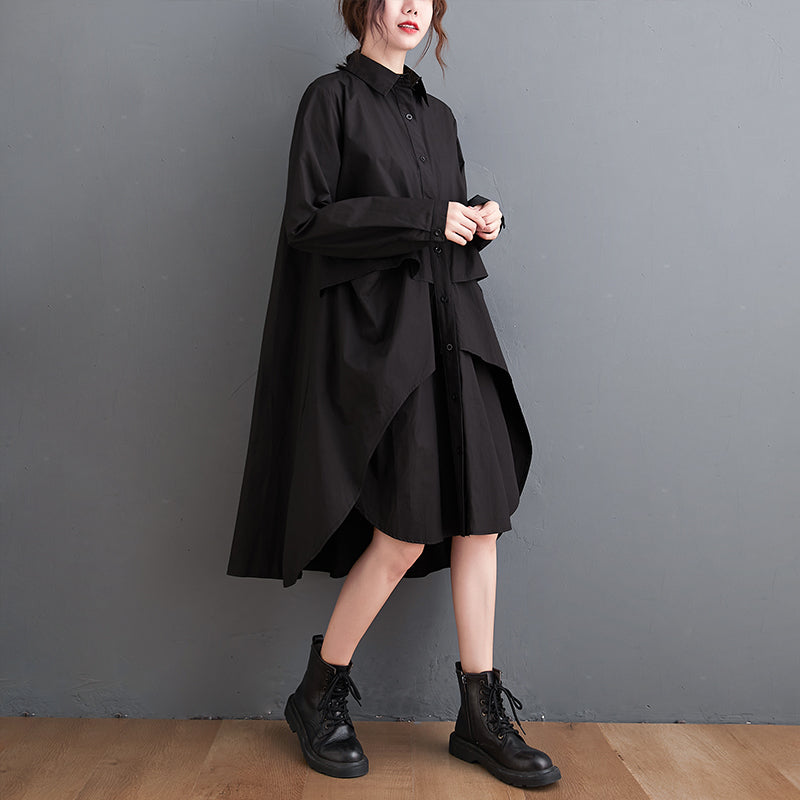 Des Layered Collar Shirt Dress