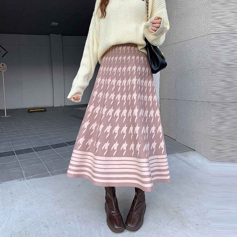 Nadia Houndstooth Knit Skirt