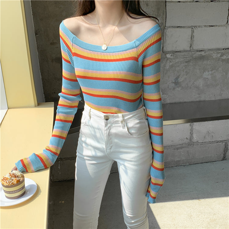 rainbow long sleeve crop top