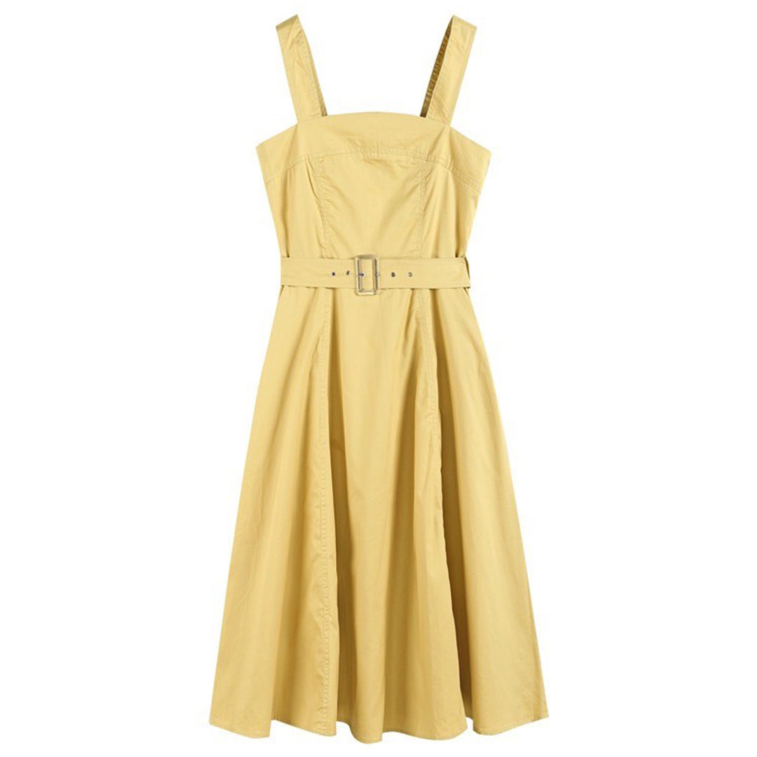 Sleeveless Buckle Belt Dress