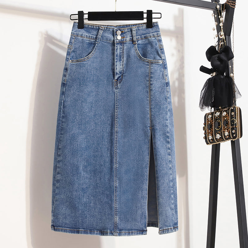 Mitzie Front Slit Denim Skirt